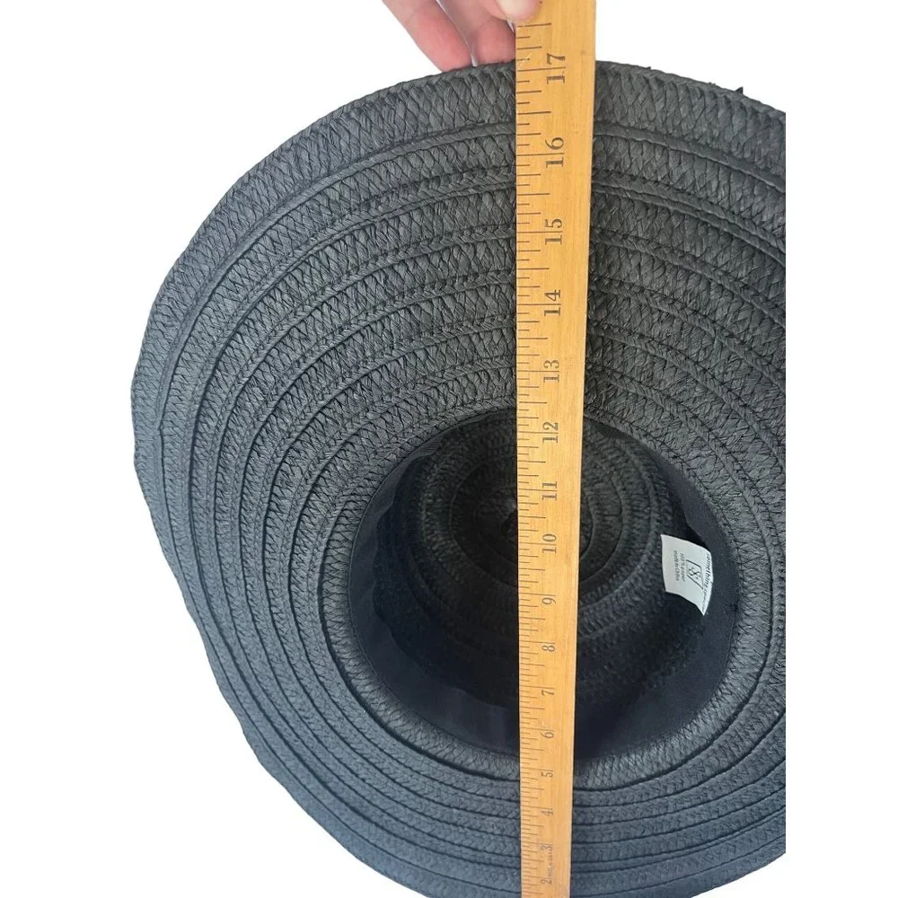 Something Special Floppy Wide Brim Black Bow Straw Hat - Picture 7 of 7